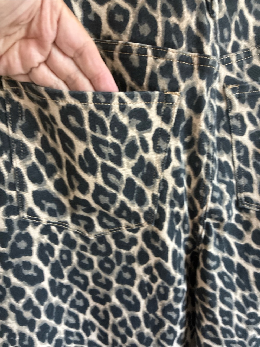 Leopard Print Women’s Chinos - Neutral Brown/Black - Picture 5 of 8